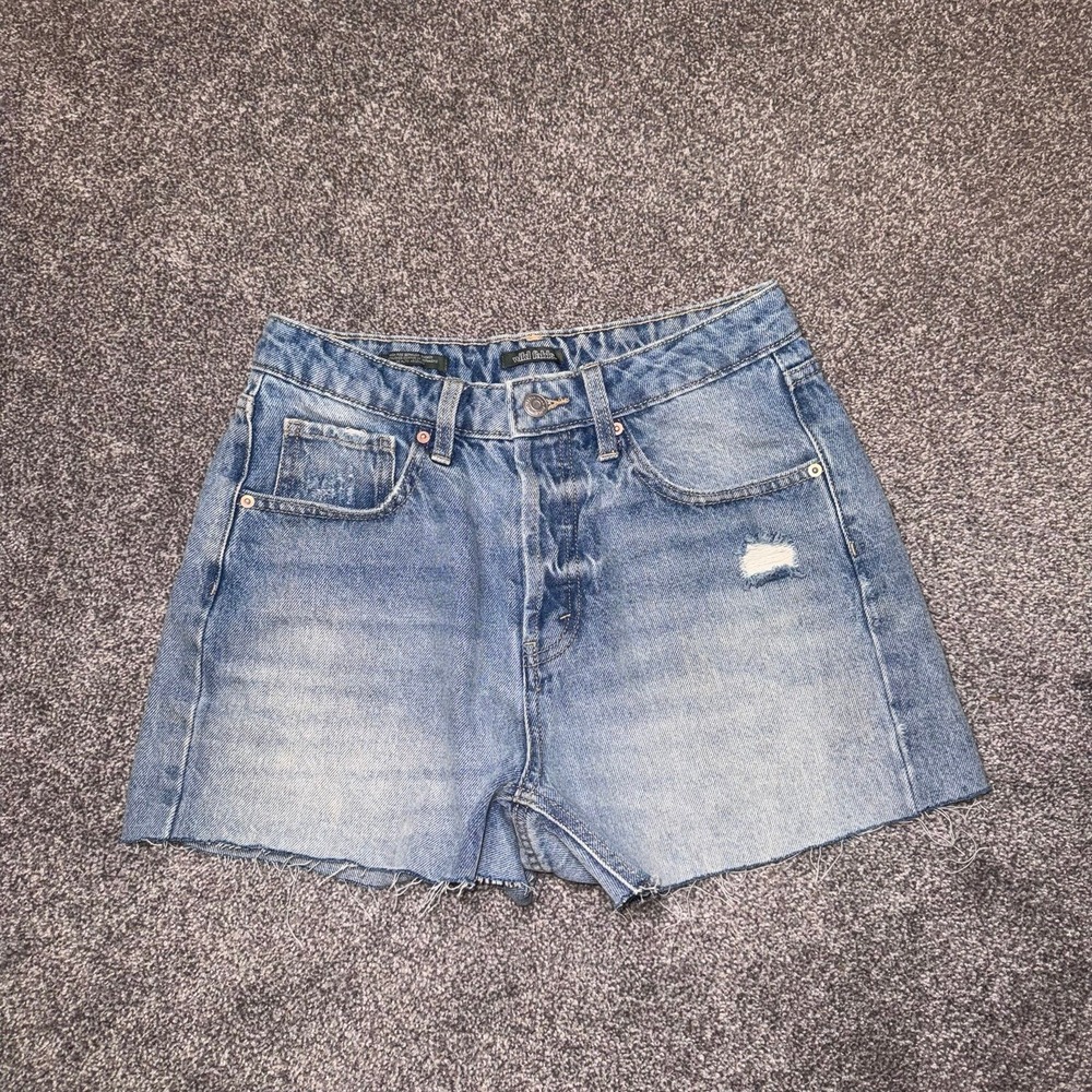 Wild Fable Women's Blue High-Rise Bermuda Shorts 100% Cotton Size 2